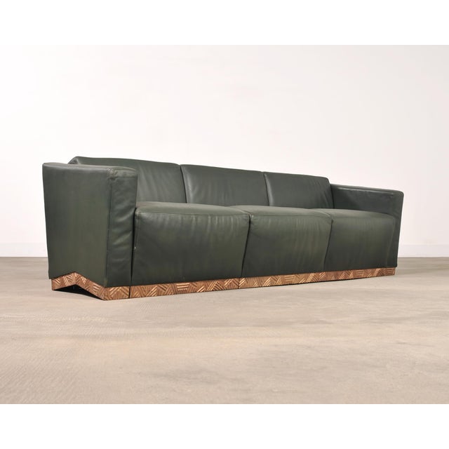 1990s Dakota Jackson Art Deco Style Cuba Sofa in Bronze and Leather For Sale - Image 5 of 18