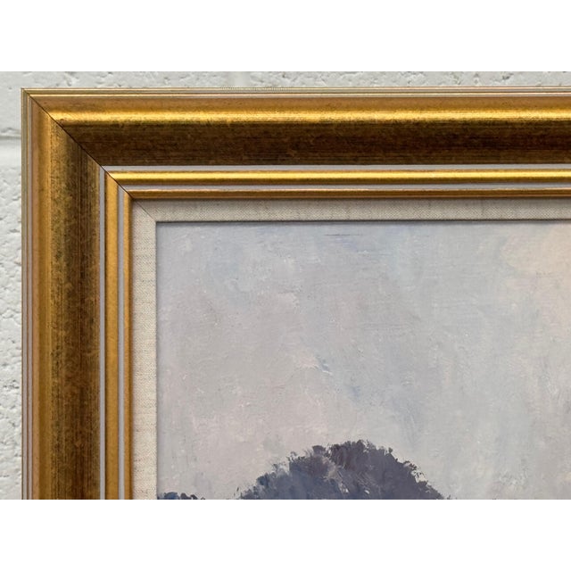 A serene river landscape at dawn with misty trees and soft, warm morning light 1987 Circa For Sale - Image 18 of 18
