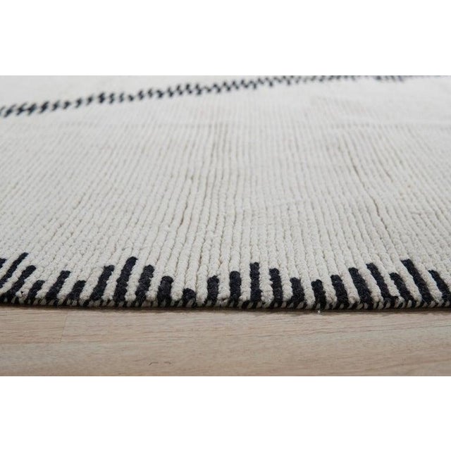 8x10 Ivory Hand-Knotted Wool Open Diamond Motif Tribal Modern Carpet Rug For Sale - Image 4 of 7
