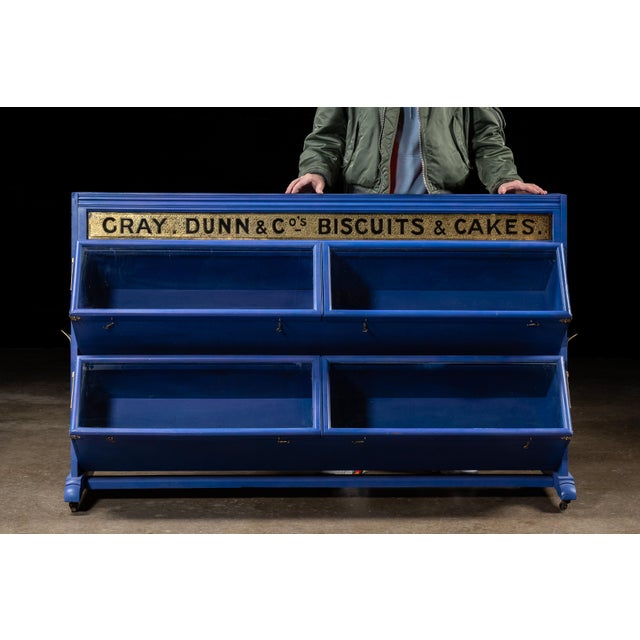 1920s rolling bakery display case manufactured by Parnall & Sons for Gray, Dunn & Co. of Glasgow, Scotland. The...