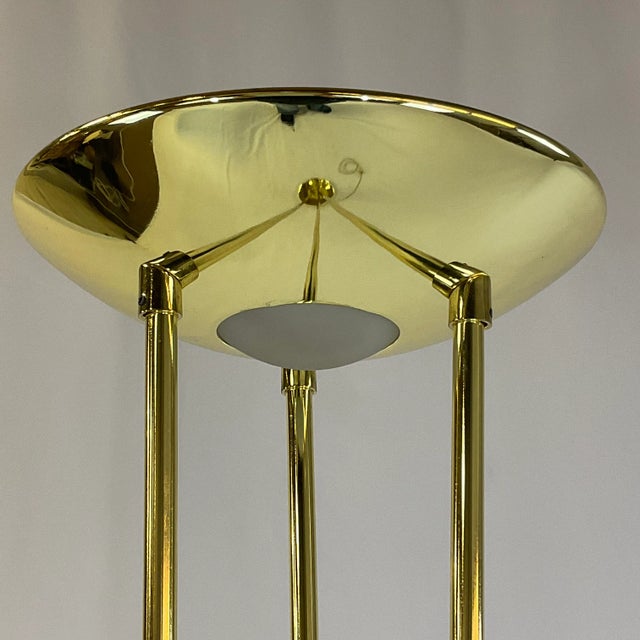 Metal 1970s Vintage Modern Art Deco Torchiere Halogen Bulb Floor Lamp. For Sale - Image 7 of 10