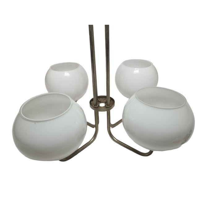 Metal Postmodern Brass and Glass Chandelier, Poland, 1970s For Sale - Image 7 of 10