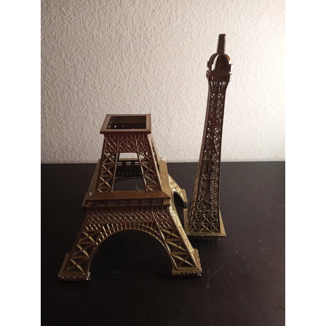 This is a Bronze Metal Filigree 15" Tall Eiffel Tower 3D Model in 2 Parts. Procured at auction