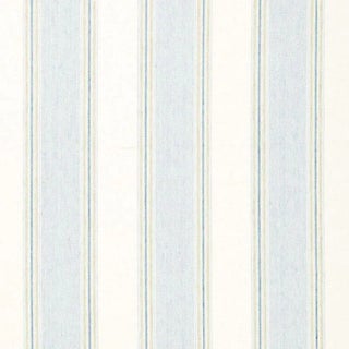 Schumacher Savannah Linen Stripe Fabric in Chambray For Sale