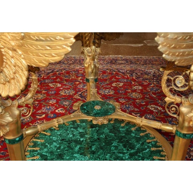 Gemstone Mid 20th Century Russian Empire Style Gilt Bronze & Malachite Griffin Center Table For Sale - Image 7 of 18