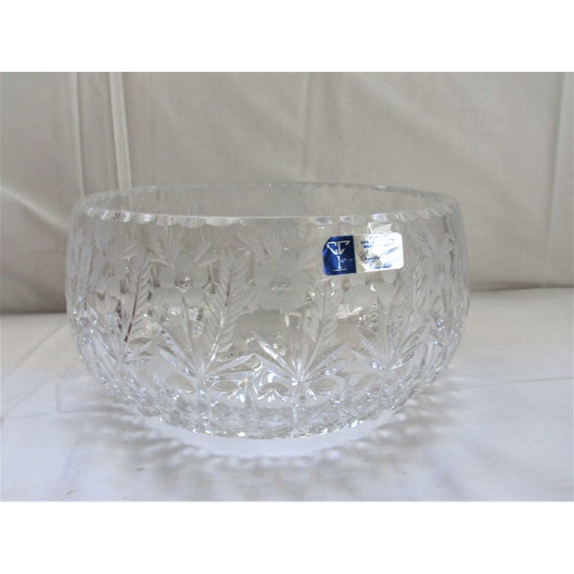 This is a Gorgeous! made in Poland Crystal Clear Industries Large Cut Glass Bowl with a Fabulous design of Engraved...