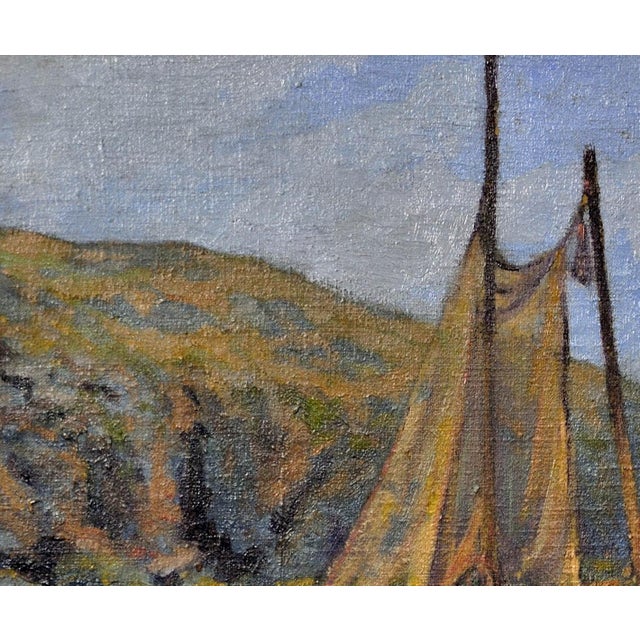 Achille Bron, A Small Boat in a Cove, La Côte Sauvage, 1920s, Oil on Canvas, Framed For Sale - Image 6 of 17