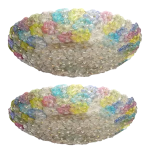 Multi-Color Venetian Flower Glass Ceiling Lights, Set of 2