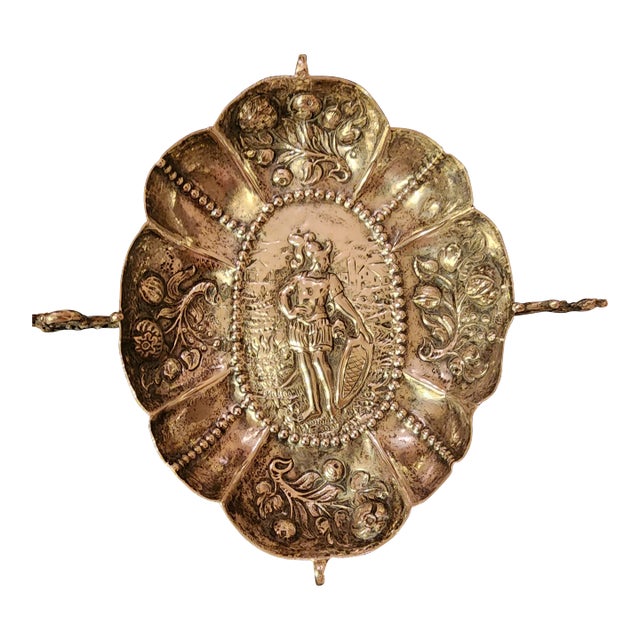 European Silver Dish With a Soldier and Fruit For Sale