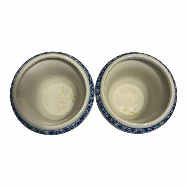 Late 20th Century Vintage Miniature Chinoiserie Blue and White Planters - A Pair For Sale - Image 5 of 5