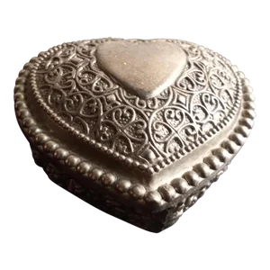 Vintage Silverplate Filigree Pattern Heart Shaped Trinket Box