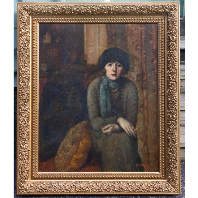 1920s 1925 Impressionist Painting of a Bohemian Woman in Budapest by Bertha De Hellebranth, Framed For Sale - Image 5 of 5