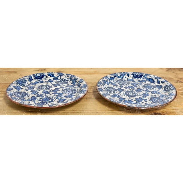 Traditional Vintage Takahashi Ironstone Blue Floral Side Plates, a Pair For Sale - Image 3 of 6