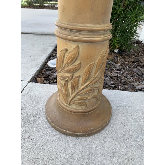Classical Roman Vintage Karges Carved Wood Paint Decorated, Corinthian Pedestal /Column For Sale - Image 3 of 12