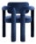 Double Arch Dining Chair in Navy Blue Cotton Velvet from Insidherland For Sale