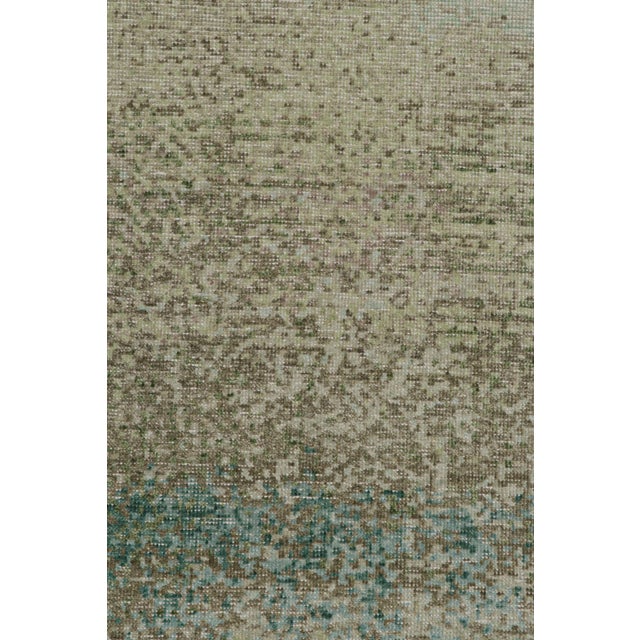 Rug & Kilim’s Distressed Style Abstract Runner Rug in Blue and Beige For Sale In New York - Image 6 of 7