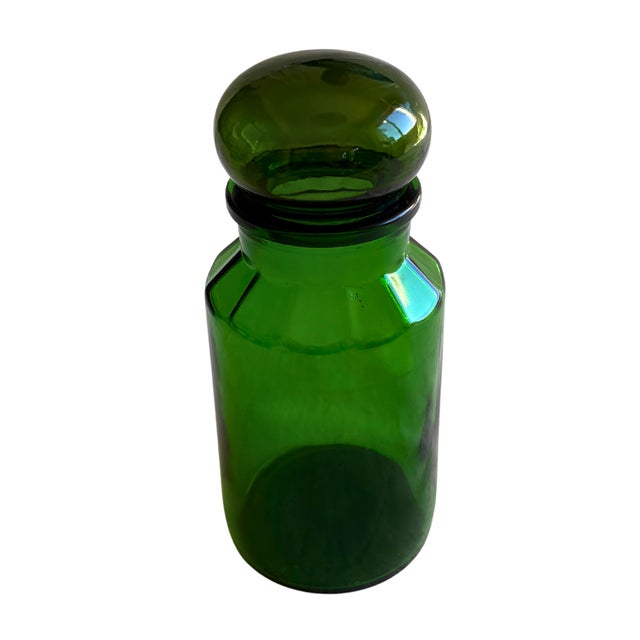 Glass Belgian Cobalt Green Apothecary Jars, 1920s, Set of 3 For Sale - Image 7 of 10