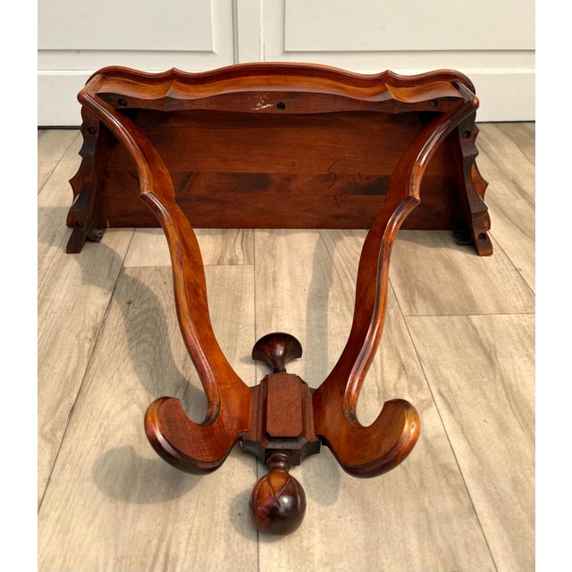 Mid-Century Mahogany Wall-Mounted Scalloped Console Table For Sale - Image 11 of 12