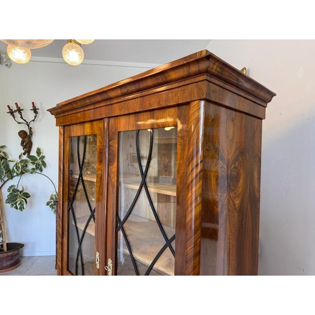 Biedermeier Display Cabinet in Walnut For Sale - Image 6 of 11