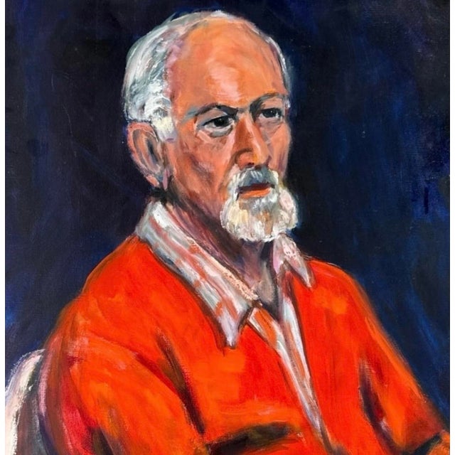 Oil on canvas portrait of a seated man, identified as Harry Rosenblatt by the dedicated on the back. Painted by Phil Sher...