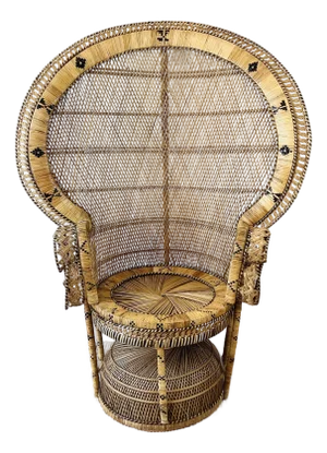 Vintage 1970s Rattan Peacock Chair Iconic Boho Chic Emmanuel Style