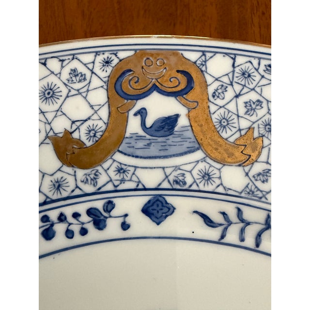 Blue & White Hand-Painted Chinoiserie Display Plate For Sale - Image 4 of 7