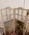 Three-panel Louis XVI style screen with Romantic and landscape decoration Openwork upper section topped with ribboned...