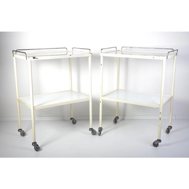 Mid-Century Opaxit Glass Medical Trolley Set of 2, 1960s For Sale - Image 15 of 16