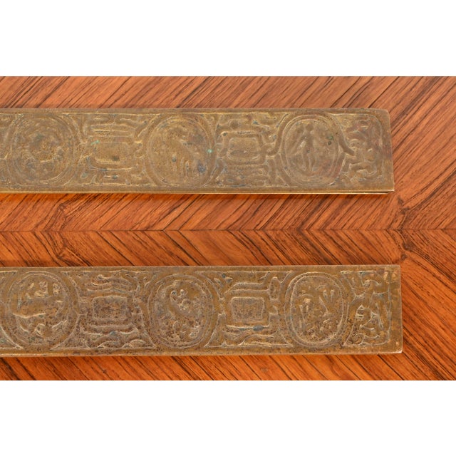 Bronze Tiffany Studios New York Zodiac Bronze Doré Blotter Ends For Sale - Image 8 of 12