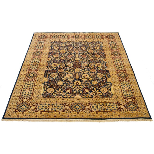 Modern Fine Peshawar Rug – Expertly hand-knotted in wool, this piece features a rich navy field with intricate floral and...