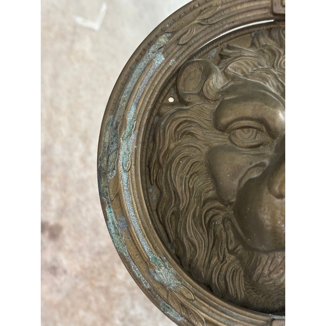 Late 19th Century Antique Parisian Style Round Lion's Mask Door Knocker / Lion's Head Door Knocker For Sale - Image 5 of 12