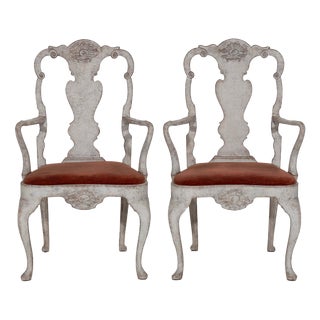 Rococo Swedish Armchairs, 19th Century, Set of 2 For Sale
