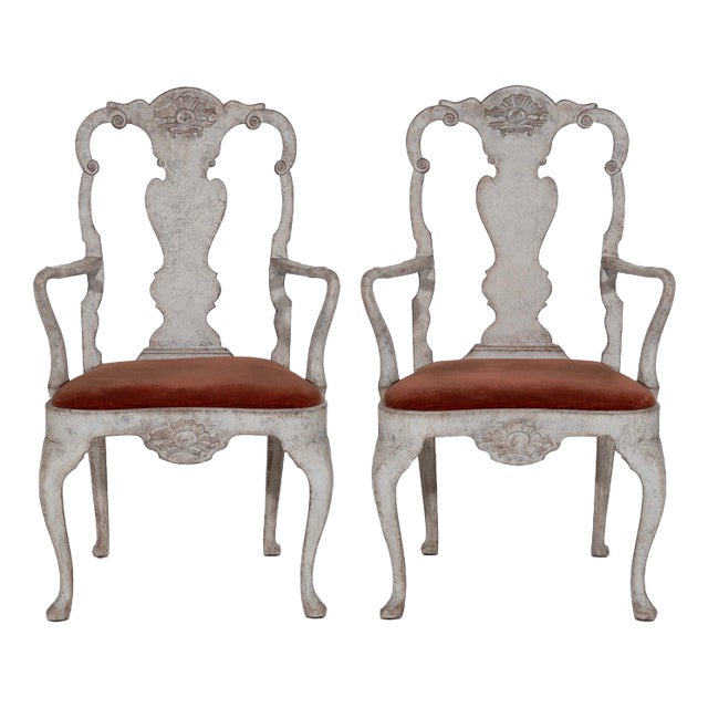 Rococo Swedish Armchairs, 19th Century, Set of 2 For Sale