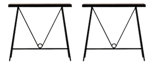 Trapèze' Blackened Steel and Goatskin Consoles by Design Frères - a Pair
