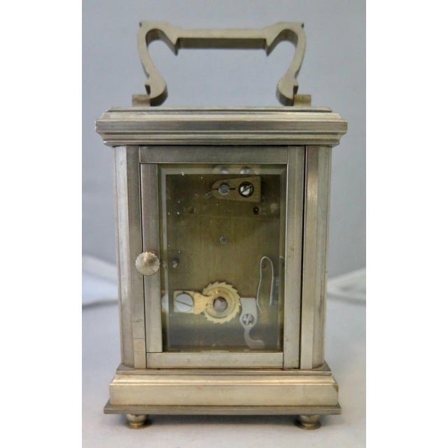 French Early 20th Century Nickel plated Brass Carriage Clock For Sale - Image 3 of 8