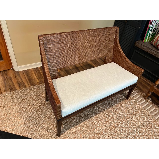 Bernhardt Bench Late 20th Century Wicker Rattan Coastal Loveseat For Sale - Image 9 of 9