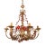 1940s French Gilt Metal Floral Chandelier With Red Glass Berry Accents, Marseille For Sale