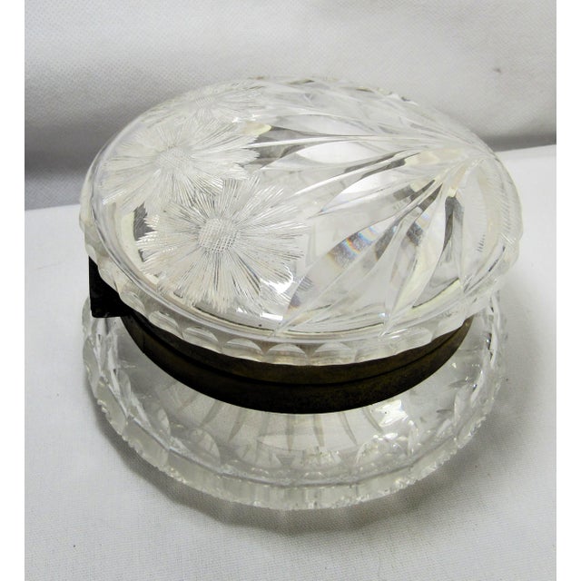 Glass Antique Pairpoint Cut Glass Dresser Box Victorian Viscaria Pattern For Sale - Image 7 of 13