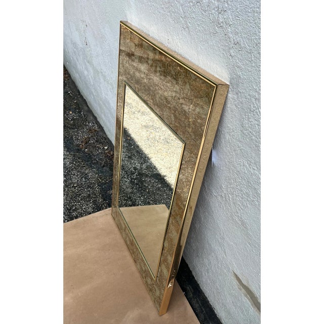 Chinoiserie Vintage Brass and Glass Chinoiserie Style Mirror For Sale - Image 3 of 6