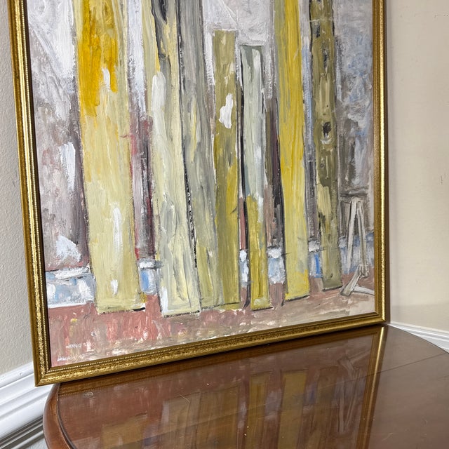 Cream Vintage Abstract Large Original Abstract Textured Painting For Sale - Image 8 of 12