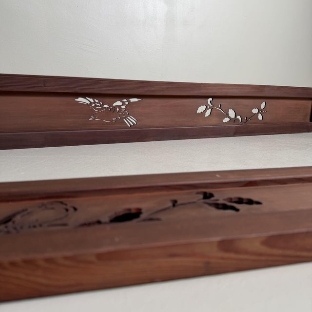 Wood Japanese Wooden Ranma Panels with Birds, 1930s, Set of 2 For Sale - Image 7 of 16