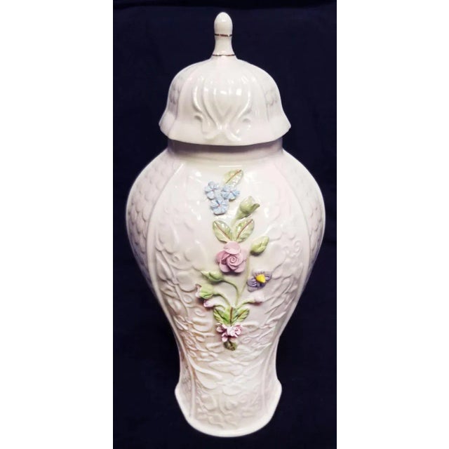 Belleek Covered Vase Domed Lid Peacock & Flowers Porcelain Millennium Vase Belleek vase with domed lid and original box....