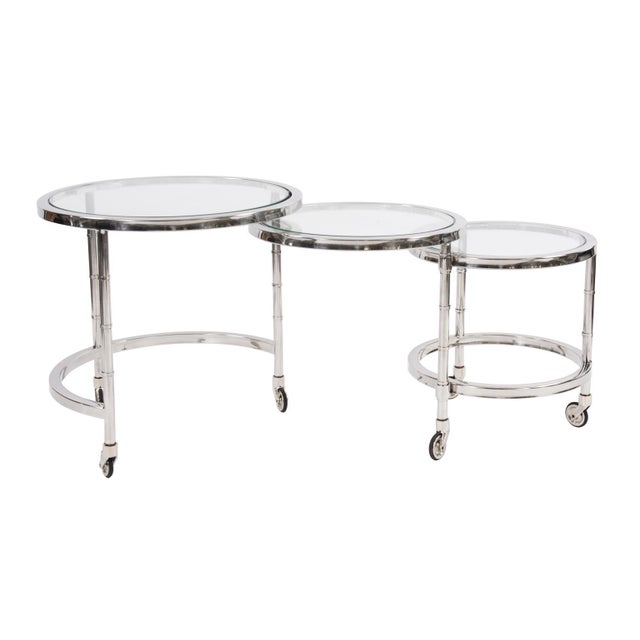 Silver Telescoping Stainless Steel Bar Cart For Sale - Image 8 of 11