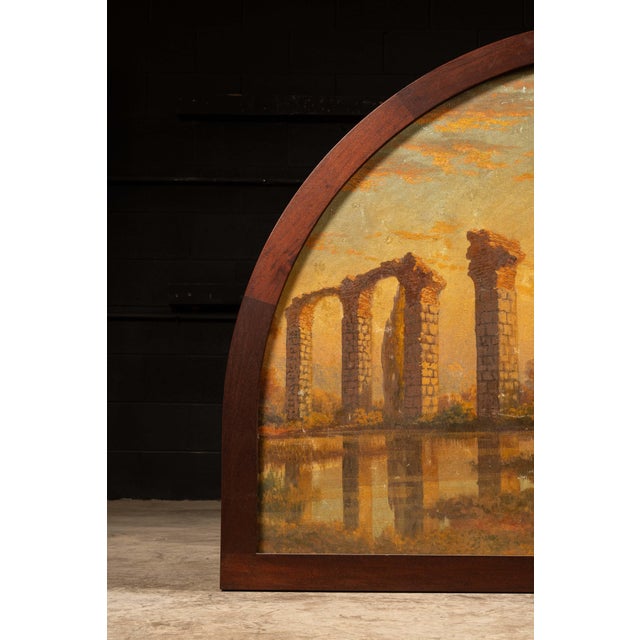 Classical Roman Roman Aqueduct at Sunset | Arched Landscape Print in Wooden Frame For Sale - Image 3 of 7