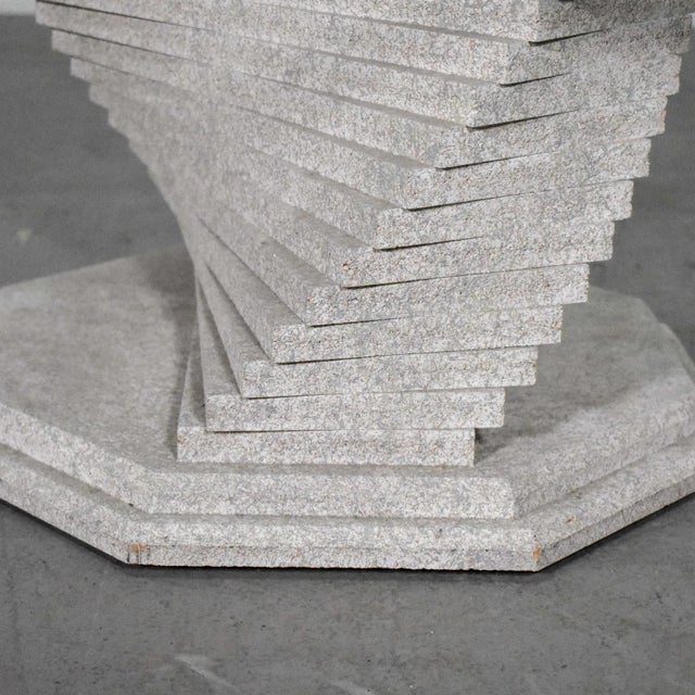 Glass Modern Stacked Spiral Helix Faux Stone Textured Pedestal Coffee Table For Sale - Image 7 of 8