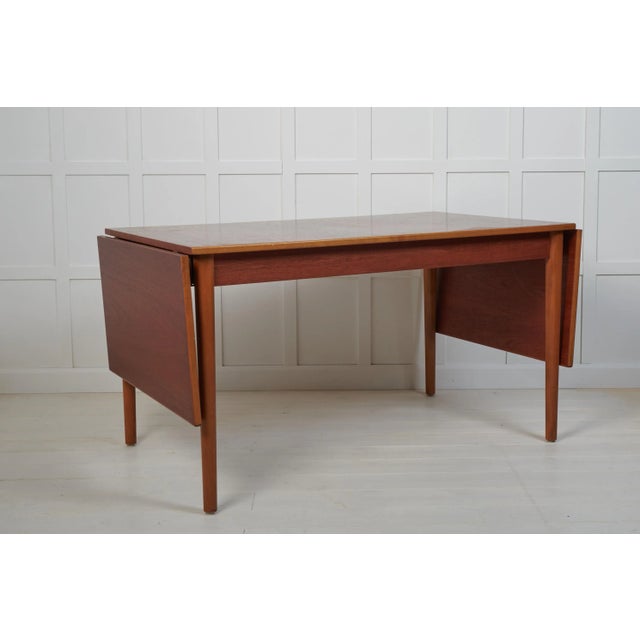 Nils Jonsson Swedish Modern Teak and Beech Dining Table or Desk attributed to Nils Jonsson for Hugo Troeds, 1960s For Sale - Image 4 of 11