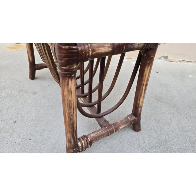 Vintage Rustic Coastal Bamboo Rattan Brown Magazine Rack Side Table For Sale - Image 12 of 14