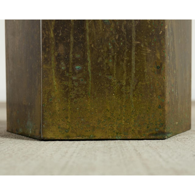 Mid 20th Century Italian Brass Hexagonal Umbrella Stand Waste Basket For Sale - Image 9 of 13