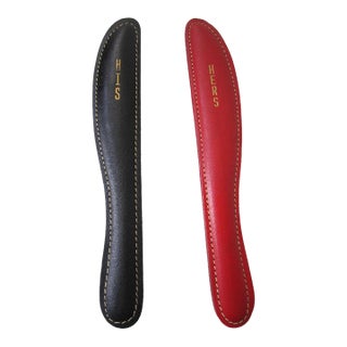 Pair of Vintage German Leather Clothes Brushes, HIs & Hers For Sale
