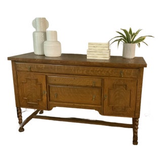 Vintage Solid Tiger Oak Server/Buffet For Sale